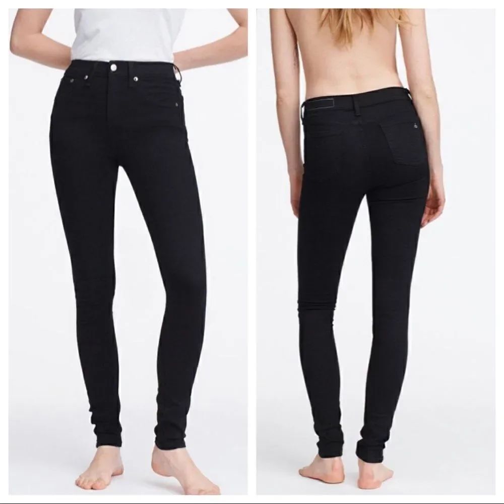 Rag & Bone Womens 10" High Rise Skinny Jeans Size 24 Black Stretch W15321769